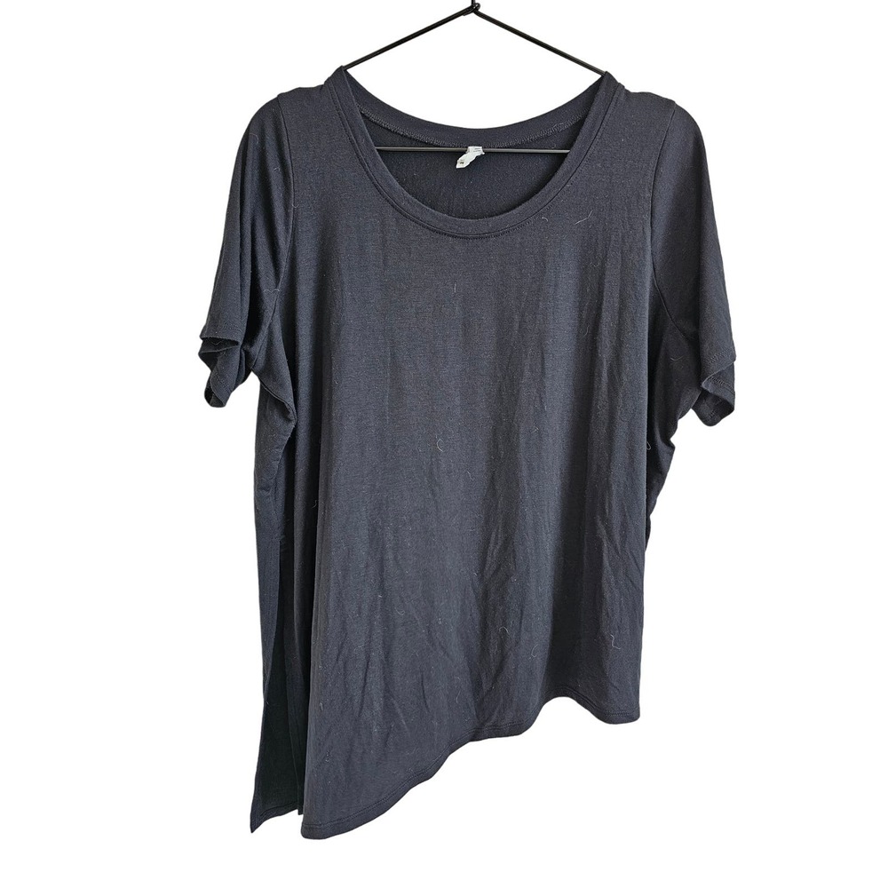 Glyder Womens Sz L Short Sleeve Athletic T Shirt Asymmetrical Hem Black